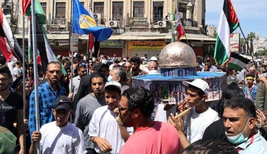 حضور گسترده شهروندان سوری در راهپیمایی روز جهانی قدس