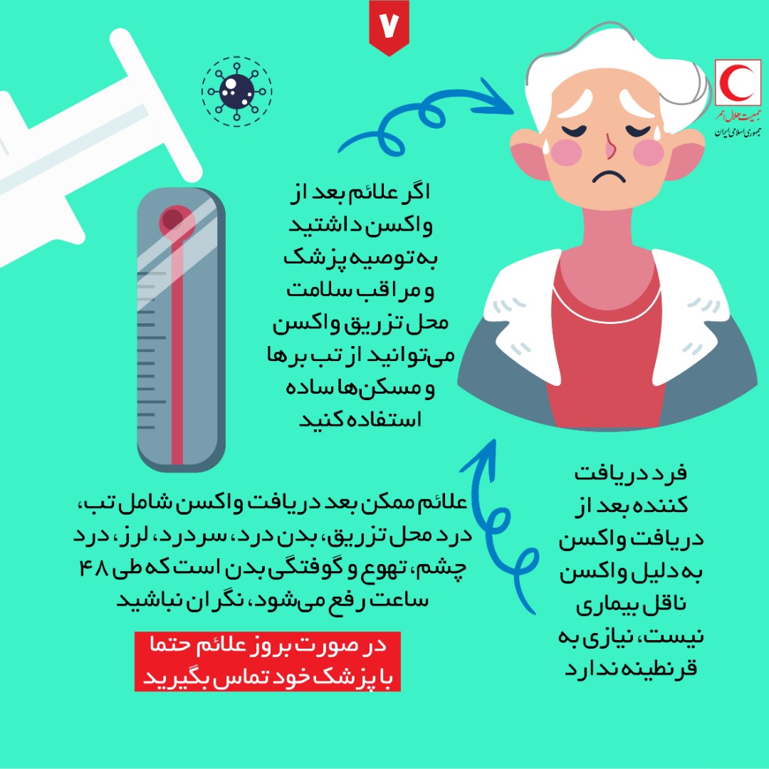 نکاتی که بعد از تزریق واکسن کرونا باید بدانیم + اینفوگرافی نکاتی که بعد از تزریق واکسن کرونا باید بدانیم + اینفوگرافی