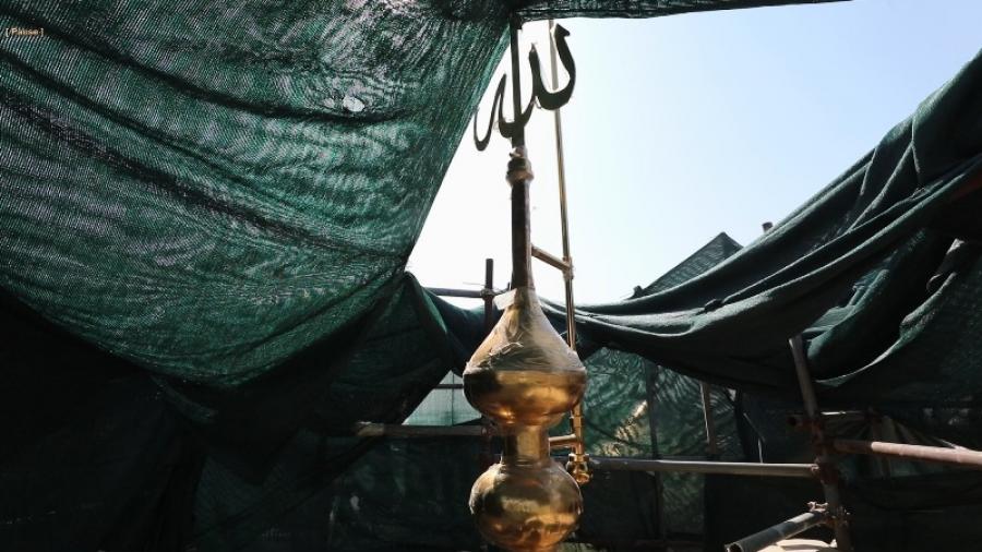 پیشرفت ۹۵ درصدی مرمت گلدسته شمالی حرم مطهر علوی + تصاویر