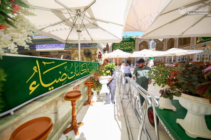 تصاویری از گل آرایی حرم علوی به مناسبت فرارسیدن ولادت پیامبر(ص)