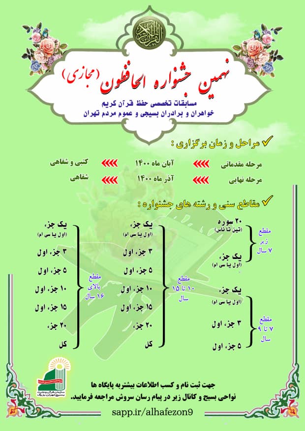 پوستر نهمین جشنواره قرآنی الحافظون پوستر نهمین جشنواره قرآنی الحافظون