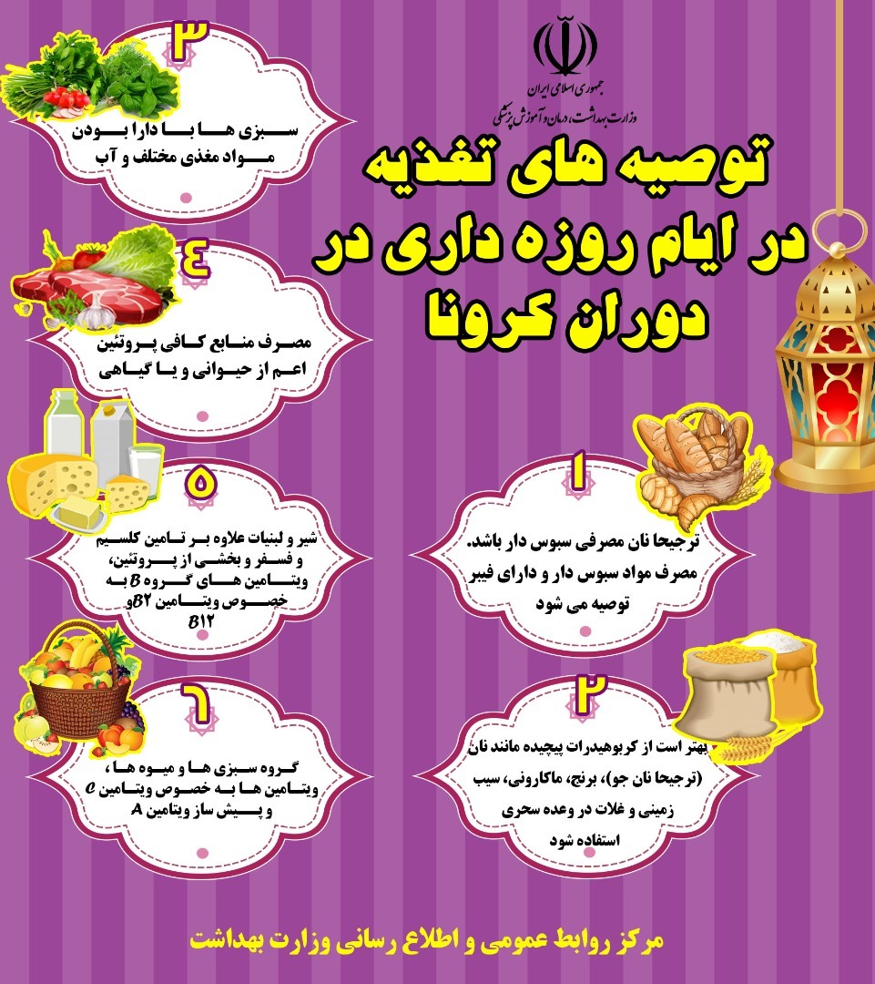 6 توصیه تغذیهای برای روزهداری در دوران کرونا 6 توصیه تغذیهای برای روزهداری در دوران کرونا
