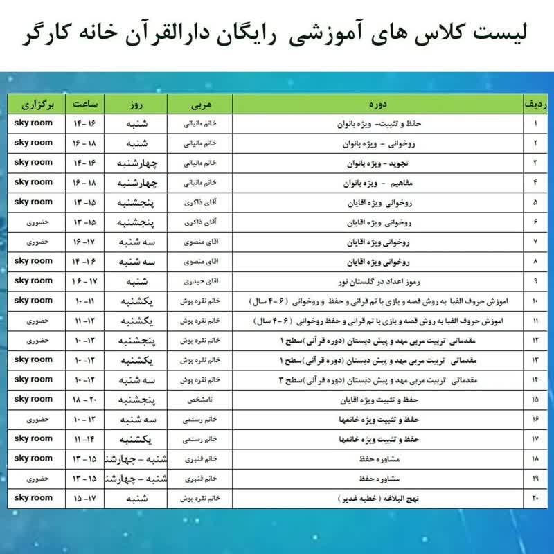 آغاز ثبت نام اینترنتی دورههای آموزشی رایگان دارالقرآن خانه کارگر در سراسر کشور آغاز ثبت نام اینترنتی دورههای آموزشی رایگان دارالقرآن خانه کارگر در سراسر کشور
