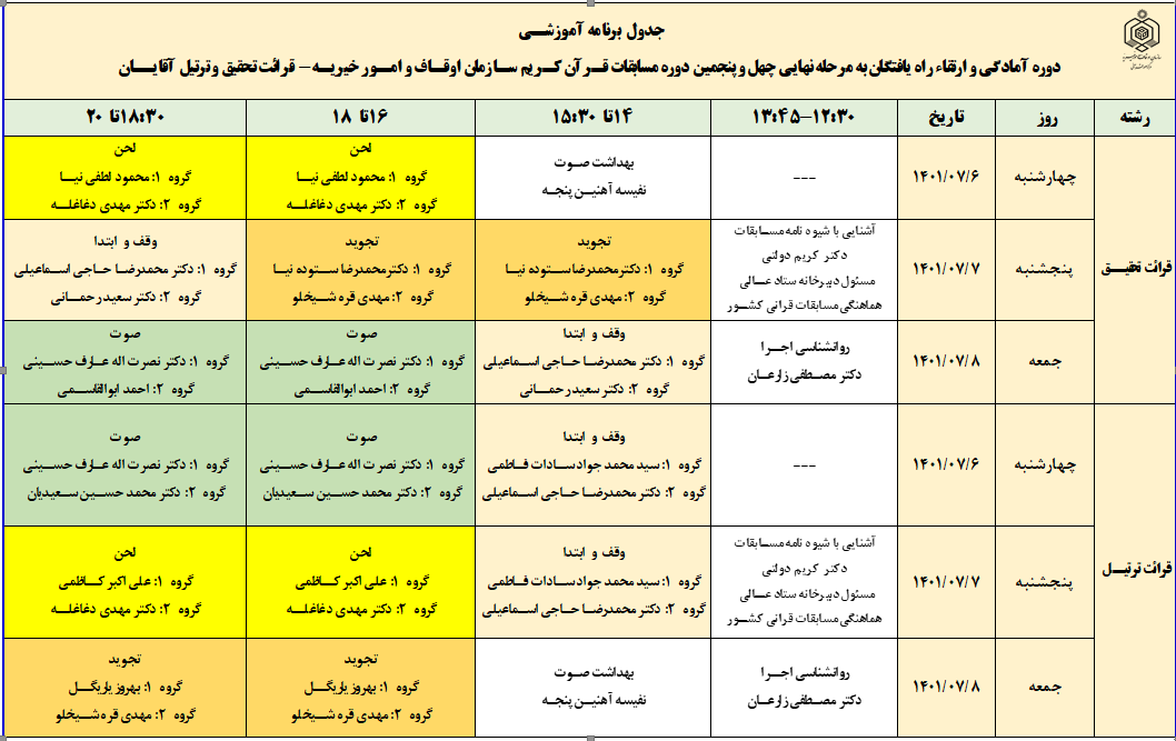 برگزاری دوره آمادگی راه یافتگان به مرحله کشوری مسابقات قرآن + جدول زمانی برگزاری دوره آمادگی راه یافتگان به مرحله کشوری مسابقات قرآن + جدول زمانی