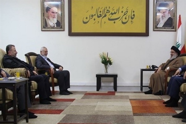 دیدار هیئت ارشد حماس به ریاست هنیه با سیدحسن نصرالله