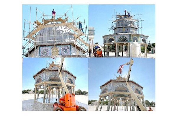 تداوم تعمیرات در قبة السلسله واقع در مسجدالاقصی+ عکس تداوم تعمیرات در قبة السلسله واقع در مسجدالاقصی+ عکس