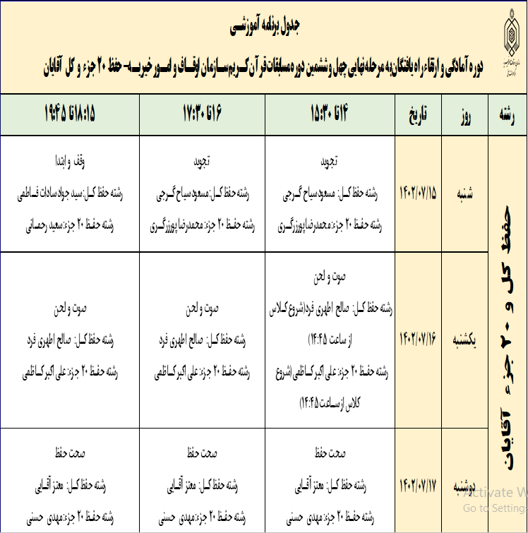 برگزاری دوره آمادگی راهیافتگان به مسابقات سراسری قرآن برگزاری دوره آمادگی راهیافتگان به مسابقات سراسری قرآن