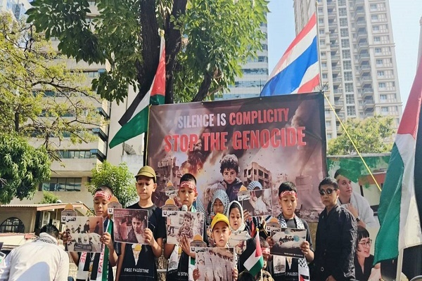 محکومیت جنایات اسراییل مقابل سفارت رژیم صهیونیستی در بانکوک + عکس