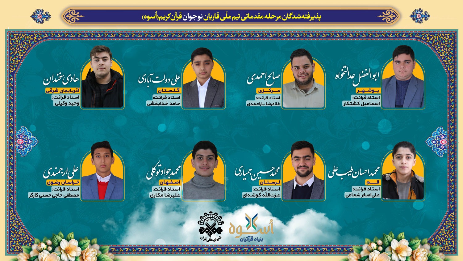 اعلام اسامی پذیرفتهشدگان مرحله مقدماتی تیم ملی قاریان نونهال و نوجوان اعلام اسامی پذیرفتهشدگان مرحله مقدماتی تیم ملی قاریان نونهال و نوجوان