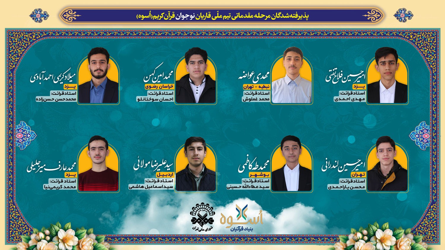 اعلام اسامی پذیرفتهشدگان مرحله مقدماتی تیم ملی قاریان نونهال و نوجوان اعلام اسامی پذیرفتهشدگان مرحله مقدماتی تیم ملی قاریان نونهال و نوجوان