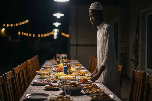 پذیرایی از فقرا در سفره‌های افطار مسلمانان نیجریه