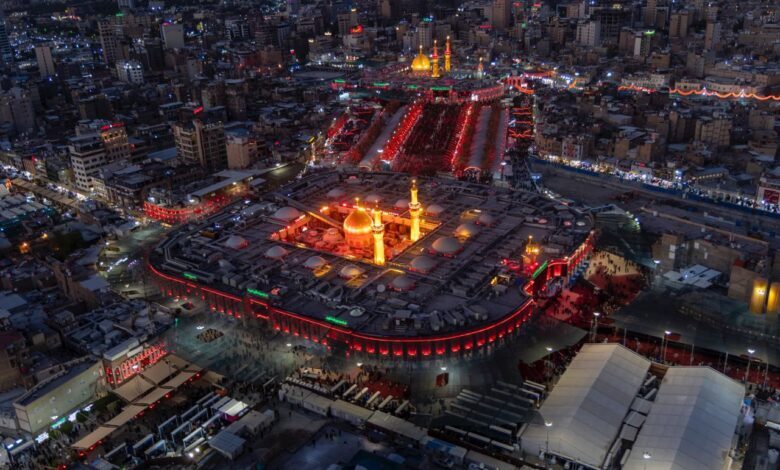 تصاویر هوایی از کربلا در شب تاسوعای حسینی