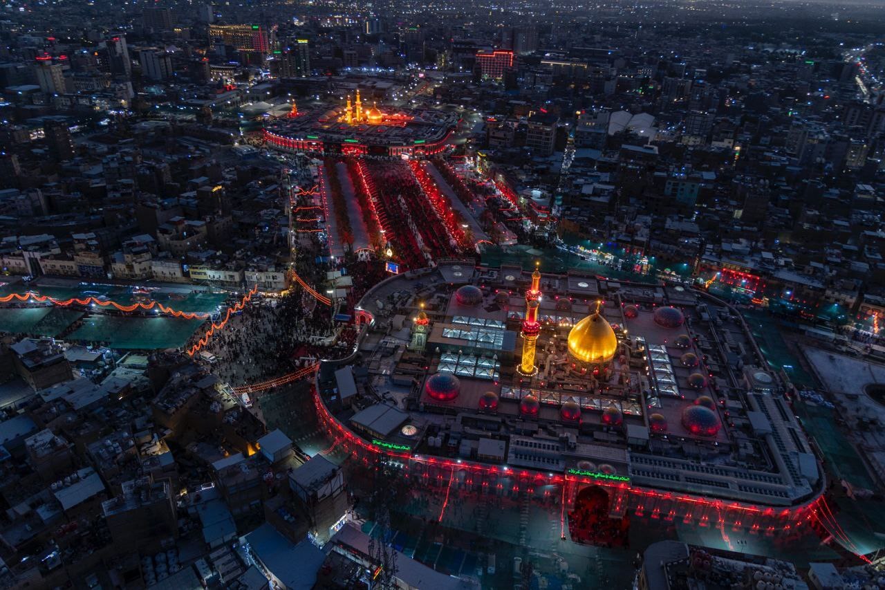 تصاویر هوایی از کربلا در شب تاسوعای حسینی