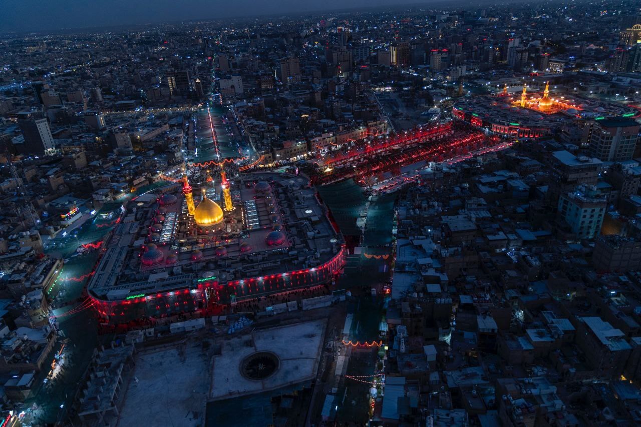 تصاویر هوایی از کربلا در شب تاسوعای حسینی