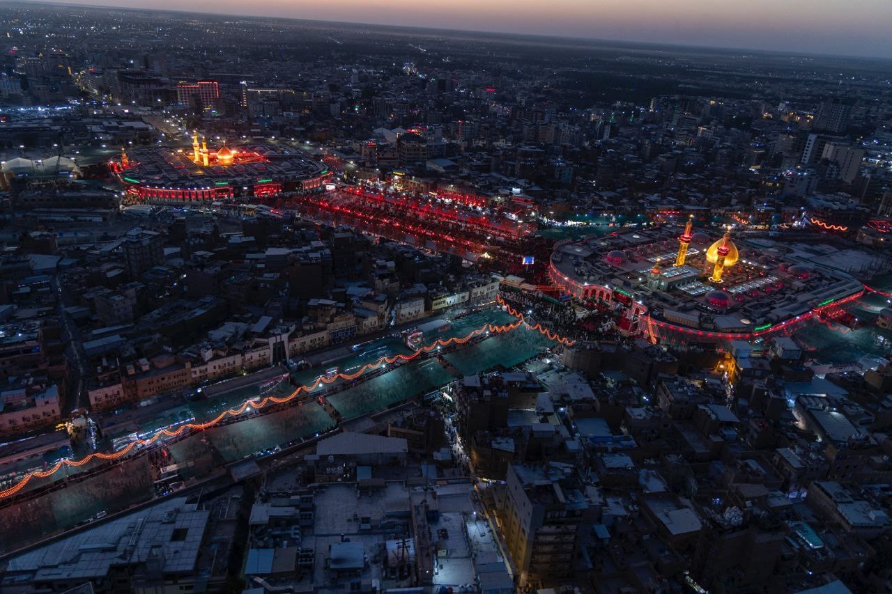 تصاویر هوایی از کربلا در شب تاسوعای حسینی