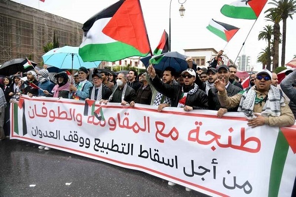 حمایت دهها هزار نفر از مردم مراکش از ملت فلسطین + عکس