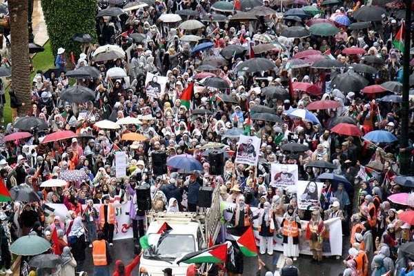 حمایت دهها هزار نفر از مردم مراکش از ملت فلسطین + عکس