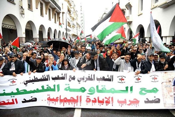 حمایت دهها هزار نفر از مردم مراکش از ملت فلسطین + عکس
