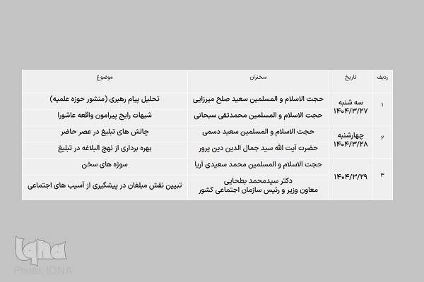 سلسله نشستهای راویان مکتب حسینی ویژه مبلغان اعزامی ماه محرم ۱۴۰۴ برگزار میشود سلسله نشستهای راویان مکتب حسینی ویژه مبلغان اعزامی ماه محرم ۱۴۰۴ برگزار میشود
