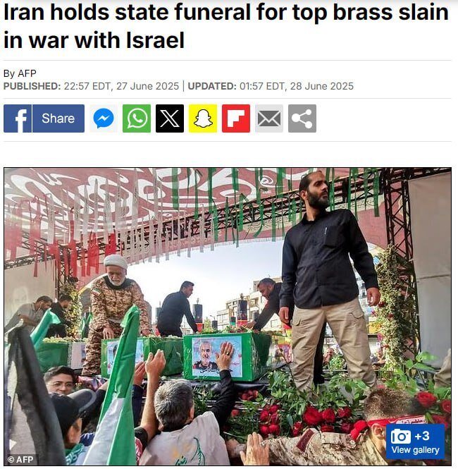 بازتاب مراسم تشییع پیکر شهدای حملات رژیم صهیونیستی در رسانه‌های خارجی