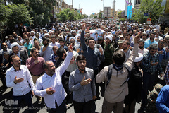 مراسم تشییع پیکر پاک مجاهد جانباز شهید حجت الاسلام سید «مهدی تقوی» از شهدای حادثه تروریستی مجلس در قم