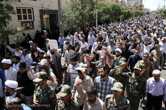 مراسم تشییع پیکر پاک مجاهد جانباز شهید حجت الاسلام سید «مهدی تقوی» از شهدای حادثه تروریستی مجلس در قم