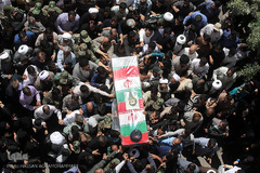 مراسم تدفین پیکر پاک مجاهد جانباز شهید حجت الاسلام سید «مهدی تقوی» از شهدای حادثه تروریستی مجلس در گلزار شهدای قم