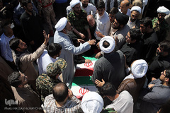 مراسم تدفین پیکر پاک مجاهد جانباز شهید حجت الاسلام سید «مهدی تقوی» از شهدای حادثه تروریستی مجلس در گلزار شهدای قم