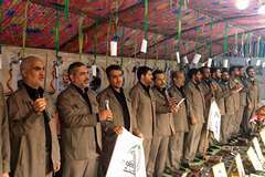 حضور واجرای گروه محمدرسول الله(ص) در مسیر پیاده روی اربعین (عمود ۱۱۲۲)موکب حشدالشعبی (بسیج مردمی)عراق