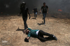 تظاهرات فلسطینیان معترض به انتقال سفارت آمریکا به بیت المقدس در نوار غزه