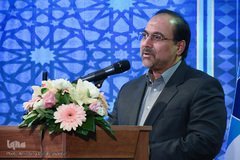 محمدرضا مخبر دزفولی در آيين گشايش دانشگاه هنرهای اسلامی-ايرانی استاد فرشچيان