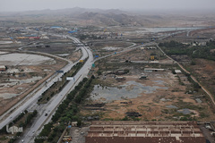 تصاویر هوایی از رودخانه کارون و منطقه سیل‌زده بامدژ