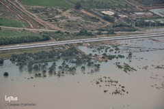 تصاویر هوایی از رودخانه کارون و منطقه سیل‌زده بامدژ