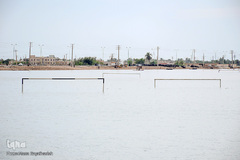 سیلاب در شهرستان کارون و تلاش برای مقابله با آن