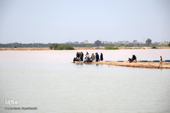 سیلاب در شهرستان کارون و تلاش برای مقابله با آن