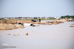 سیلاب در شهرستان کارون و تلاش برای مقابله با آن