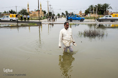 مسدود شدن جاده اهواز ـ شوش با بالا آمدن سطح آب