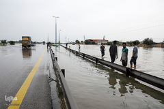 مسدود شدن جاده اهواز ـ شوش با بالا آمدن سطح آب