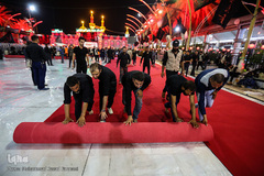 مفروش شدن بین الحرمین به فرش قرمز