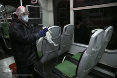 عملیات ضد عفونی کردن ناوگان حمل و نقل عمومی در تهران