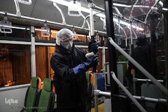 عملیات ضد عفونی کردن ناوگان حمل و نقل عمومی در تهران