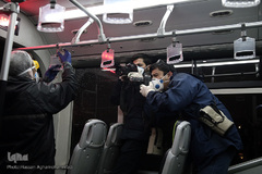 عملیات ضد عفونی کردن ناوگان حمل و نقل عمومی در تهران