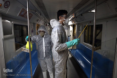 عملیات ضد عفونی کردن ناوگان حمل و نقل عمومی در تهران