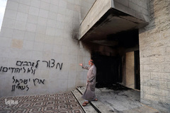 مسجد «البر الاحسان» شهر «بیره» کرانه باختری رود اردن در آتش کینه صهیونیستها