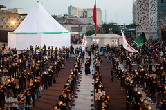 خیمه سوزان غروب عاشورا در میدان امام حسین(ع)