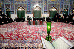 مراسم وداع با پیکر شهید محسن فخری‌زاده در حرم مطهر رضوی