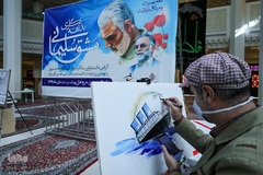 بداهه نگاری مشق سلیمانی در حرم شاهچراغ(ع)