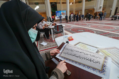 بداهه نگاری مشق سلیمانی در حرم شاهچراغ(ع)