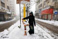 بارش کم سابقه برف در الخلیل