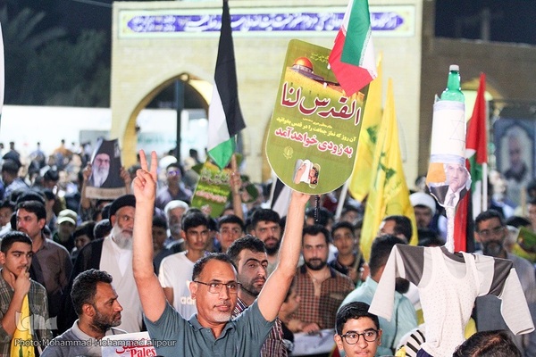 تجمع مردم اهواز در حمایت از جبهه مقاومت